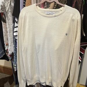 Dior Men's Cream Crewneck Knit with Subtle Logo